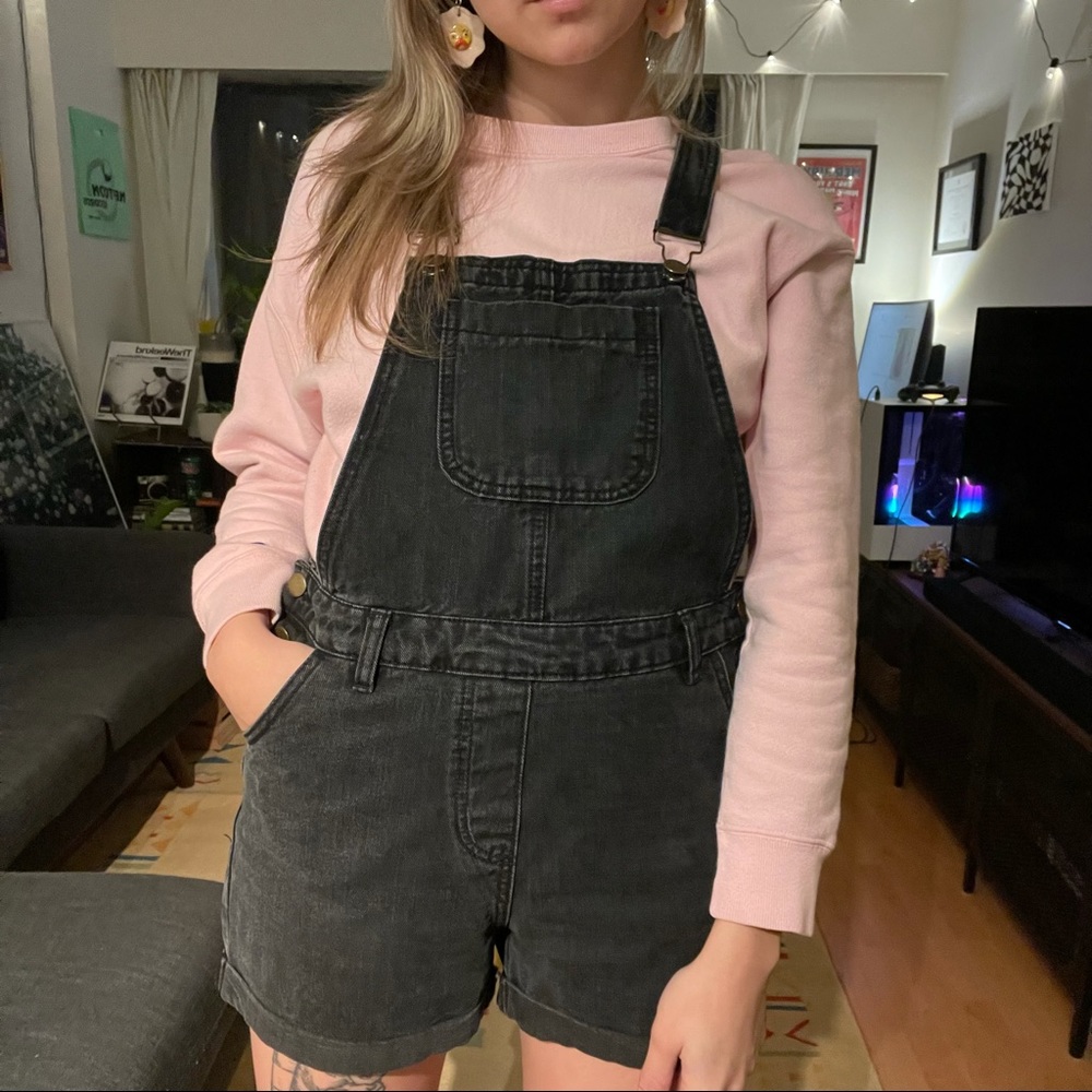 Vintage 100% Cotton Black Denim Shorteralls